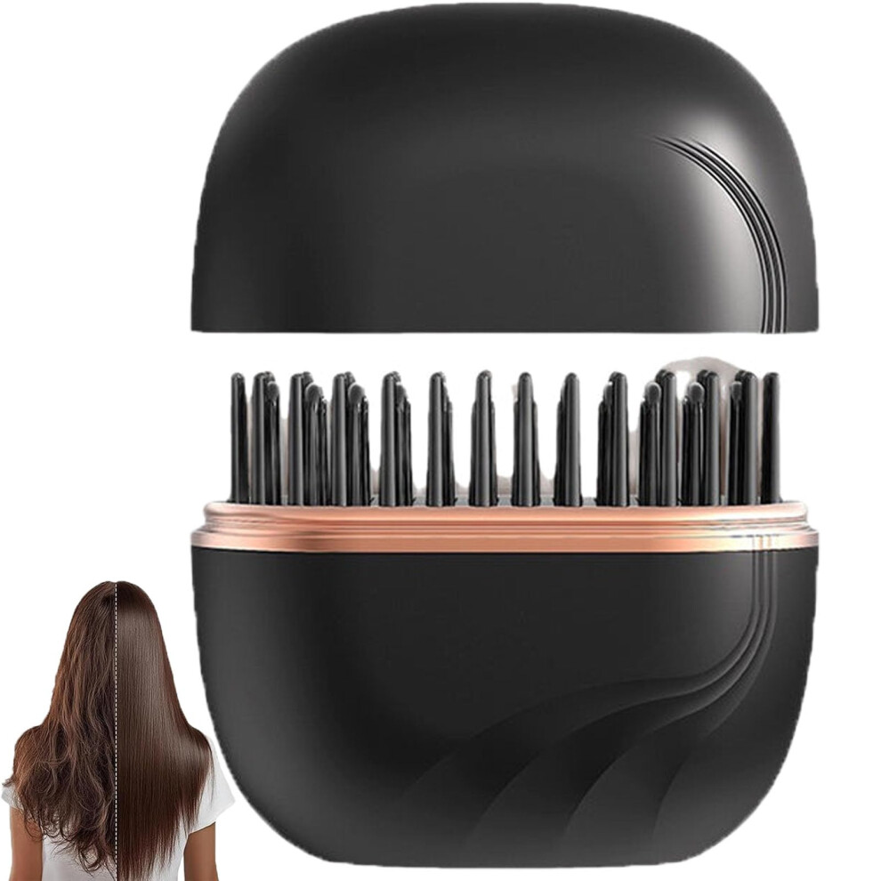 Black Mini Cordless Hair Straightener Comb With 3Speed Control, Fast Heating, Usb Rechargeable,