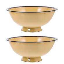 2Pcs  Foot Vintage Enamel Ramen Bowls Retro Design for Soups Desserts Rice and Noodles