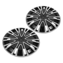 2pcs Car Wheel Hubcaps with Rim Protection, Easy DIY Install, Silver Black Matte Finish