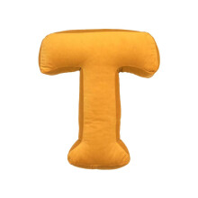 Velvet Throw Pillow Letter T Cushion Soft Alphabet Decor for Living Room Yellow