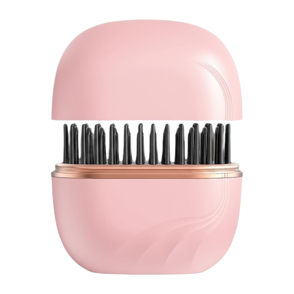 Hair Straightening Brush with Fast Heating AntiScald Design, Cordless Rechargeable Pink Mini for Travel