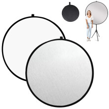 2in1 Photography Reflector 24 Inch White and Silver Camera Light Reflector for Studio and Outdoor