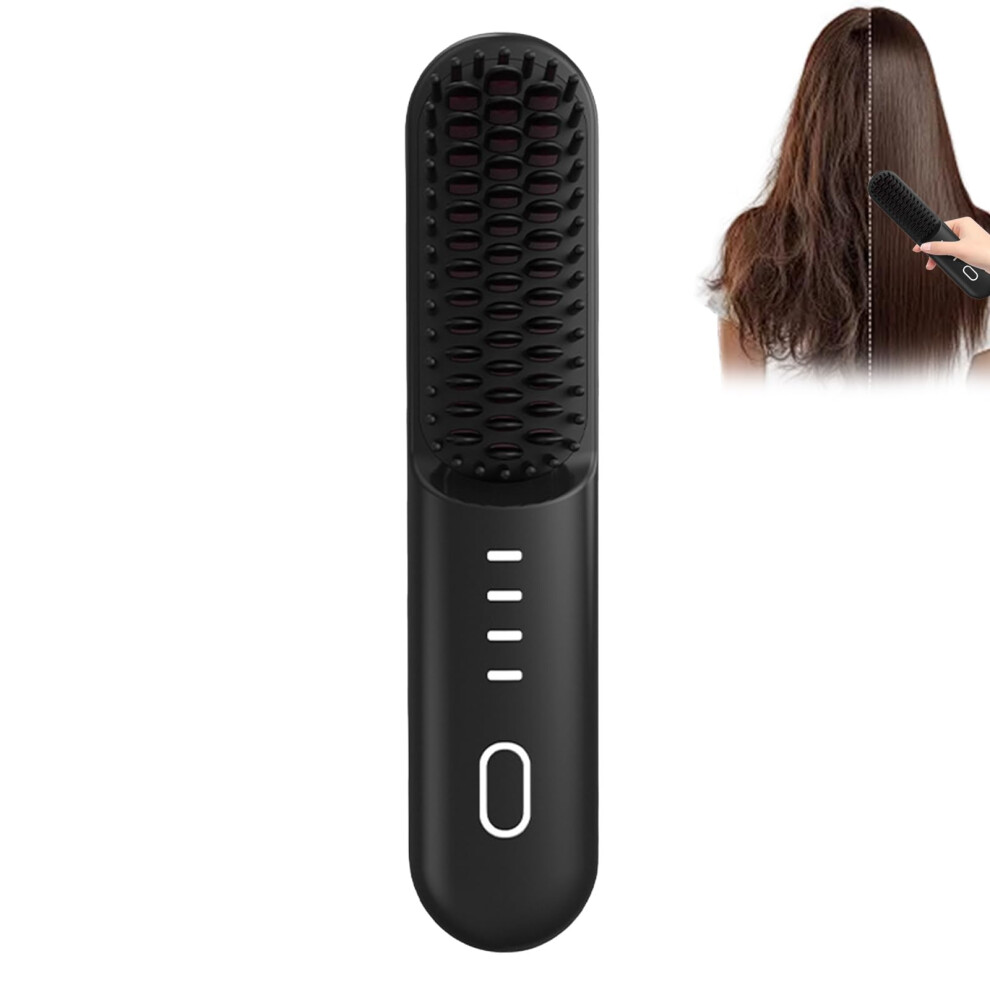 Light Cordless Hair Straightener Brush With Fast Ceramic Heating, 3 Temps, Anti Scald, Usb Rechargeable
