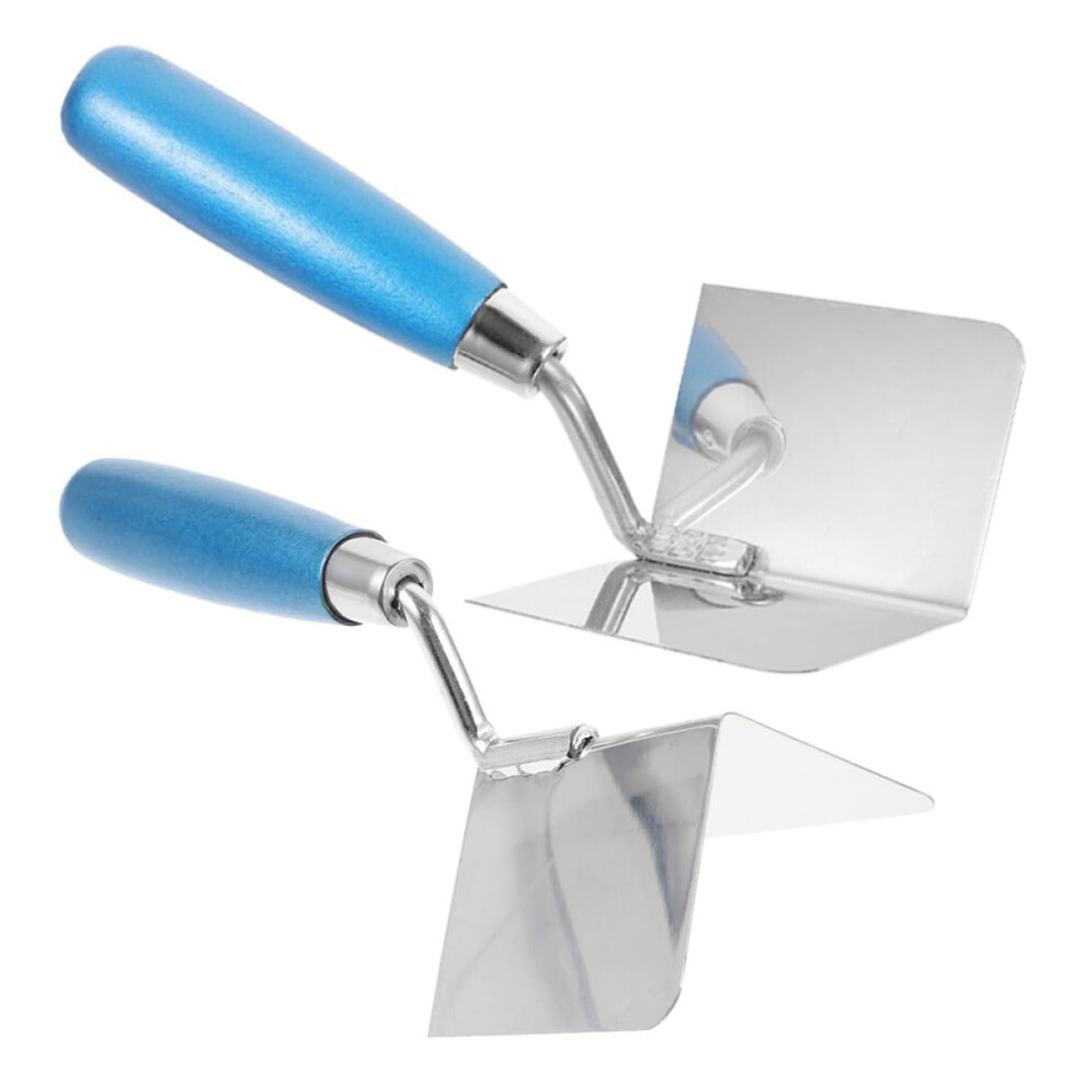 2Pc Drywall Corner Trowel Set, Ergonomic Grip Stainless Steel Outside Finishing Tool For Renovation 9455672640787