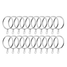 40 Pack Silver Metal Curtain Rings with Eyelets for 32mm Rods Smooth Glide Durable Design