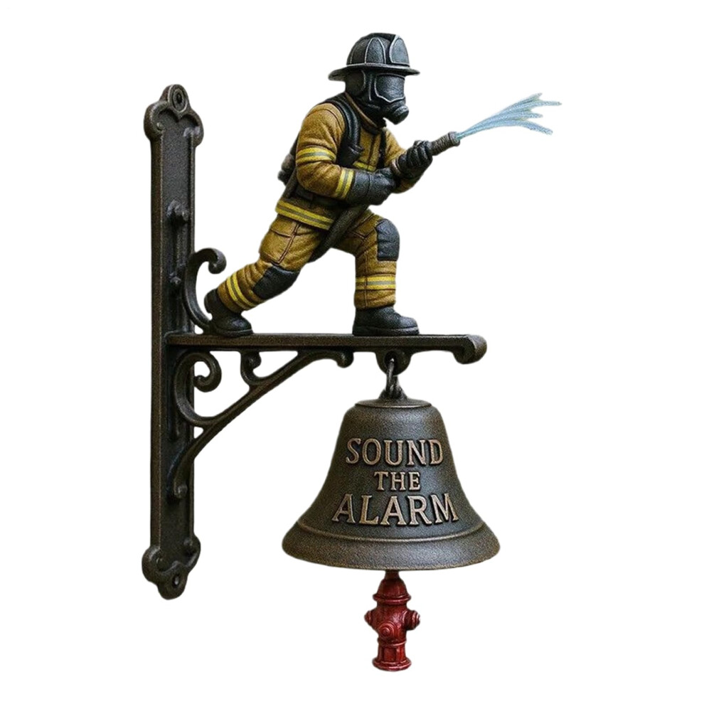 Vintage Door Bell Wall Mounted Weatherproof Metal Firefighter Design For Porch Garden Entryway 9455672640800