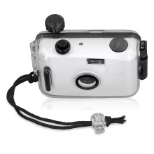 35mm Waterproof Film Camera with Case, Reusable Vintage Style for Snorkeling Travel Black White
