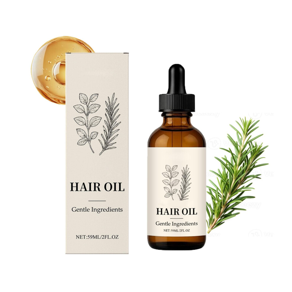 Rosemary Hair Oil for Hair Growth and Scalp Care, Organic NonGreasy Treatment for Dry Damaged Hair, 2 fl oz