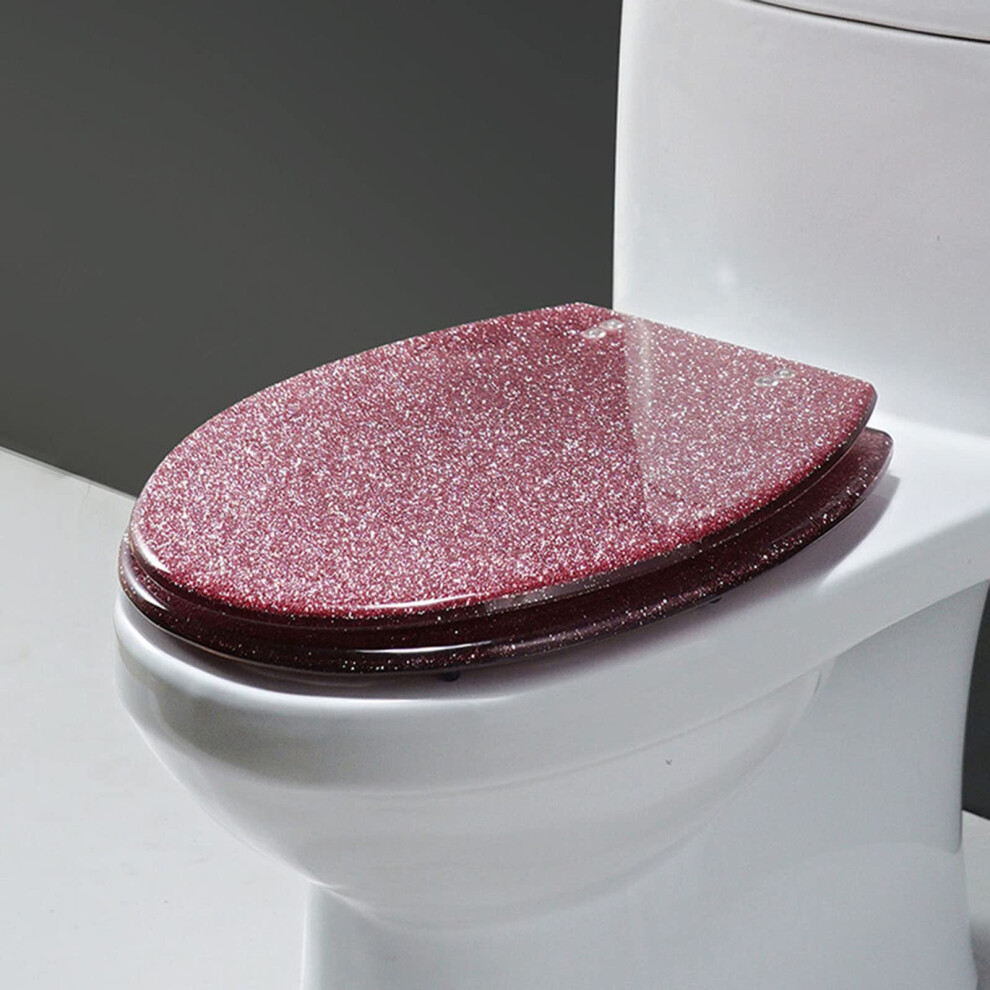 Pink Glitter Toilet Seat Slow Close Lid With Quick Release Easy Clean Heavy Duty Hinges 9113335524941