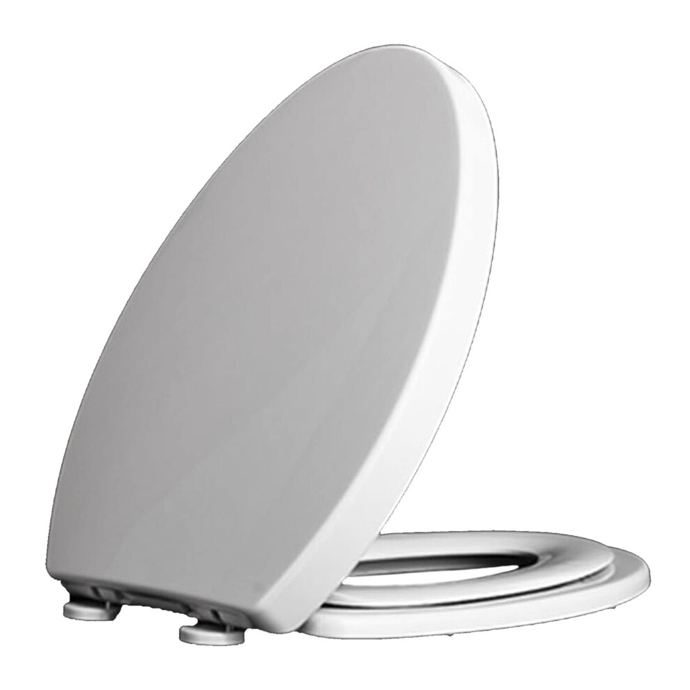 Elongated Slow Close Toilet Seat With Quiet Close Design And Easy Installation, White Plastic 9455672641647
