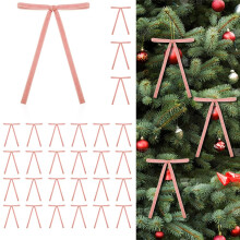 30 Pcs Pink Velvet Christmas Bows PreTied Ribbon for Tree and Gift Decorations Reusable