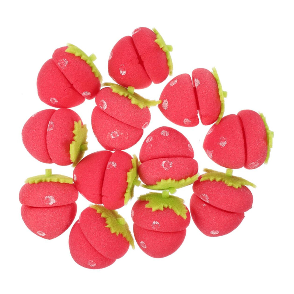 18pcs Strawberry Shape Heatless Hair Curlers Soft Sponge Rollers for Comfortable Overnight Styling