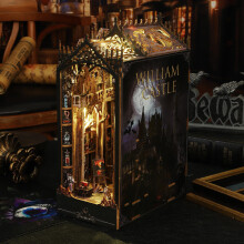 Book Nook Kit DIY 3D Wooden Puzzle Bookend with LED Light for Exquisite Bookshelf Decor Gift