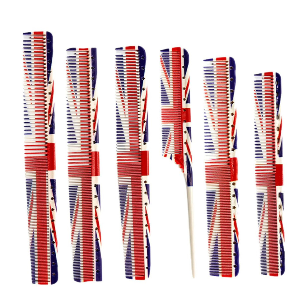 Unisex Barber Comb Set 6Pcs Dualtooth Precision Antistatic Hair Styling Combs With Pointed Tail For Professionals