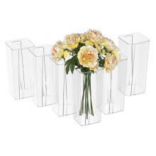 Clear Acrylic Tall Square Flower Vases for Centerpieces, Shatter Resistant, 6 Pack