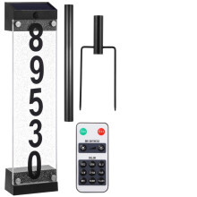 Solar Address Sign LED House Number Light, Waterproof Outdoor Plaque with Remote and 9 Colors