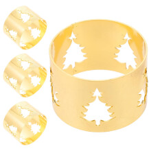 4pcs Christmas Tree Metal Napkin Rings Holiday Table Holders Festive Durable Iron for Xmas Party