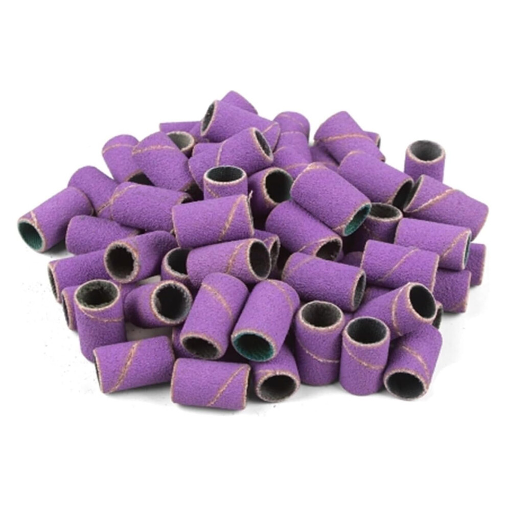Purple Nail Drill Sanding Bands 100Pcs, 80 120 180 240 Grit For Electric Nail File