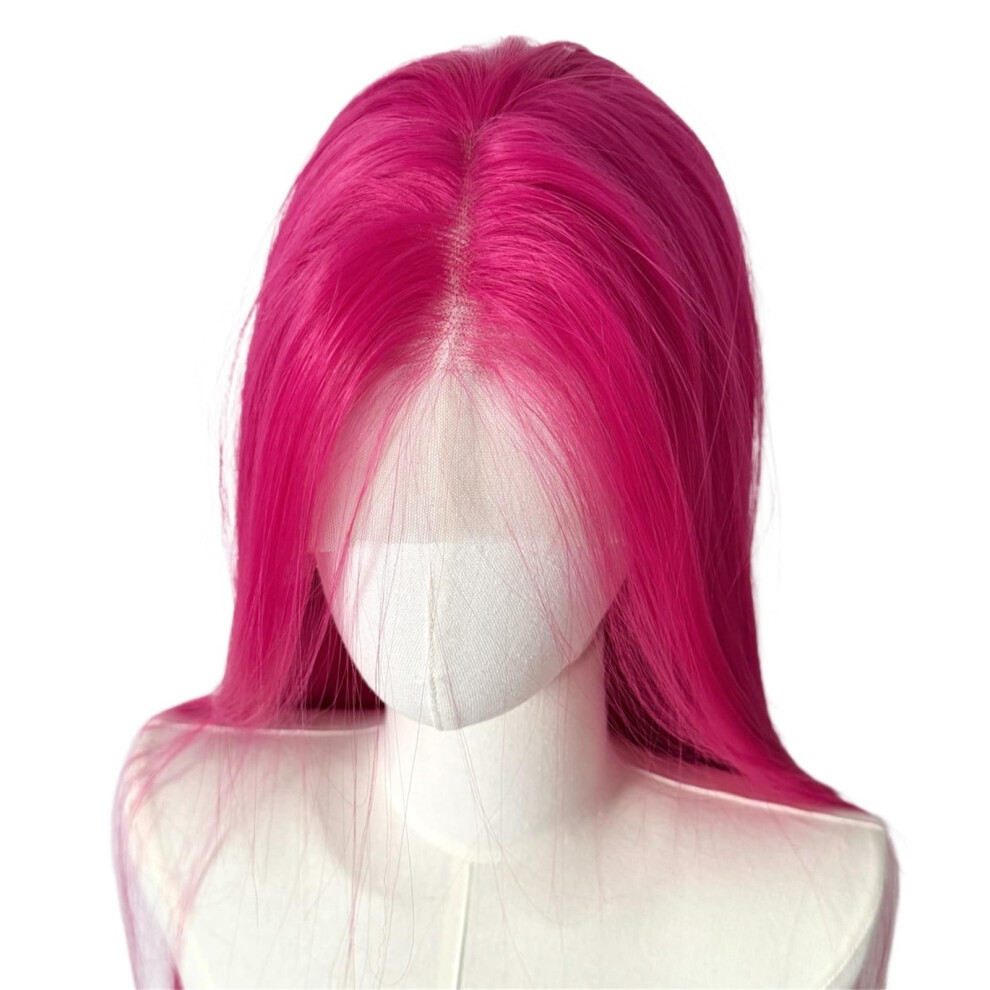 Pink Lace Front Wig 26 Inch 13x4 Straight Heat Resistant Synthetic with Natural Hairline for Cosplay
