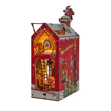 DIY Miniature House Kit Snowy Night Christmas Bookend DIY Assembly Bookshelf Decor Gift