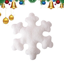 Christmas Throw Pillow White Snowflake Plush Cushion for Sofa Bed Winter Festive Home Decor 15'