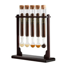 Handmade Wooden Cigar Humidifier with Airtight Glass Tube Flavor Infuser Kit and Elegant Hardwood Base