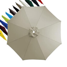 9FT Patio Umbrella Replacement Canopy UV Protection Waterproof Outdoor Parasol Cover Cement Ash