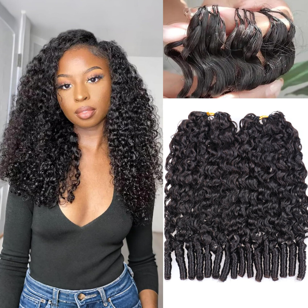 14 Inch Pre Looped Crochet Human Hair Extensions 300g Knotless Natural Look for Black Women