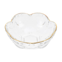 Glass Dessert Bowl with Elegant Golden Rim, Japanese Style Clear Salad and Fruit Serving Bowl