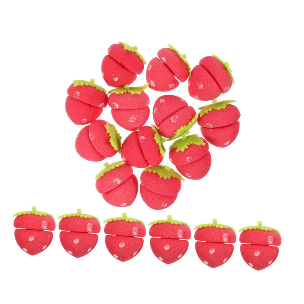 Heatless Hair Curlers Set, 18pcs Strawberry Sponge Rollers for Overnight Comfort and Gentle Styling
