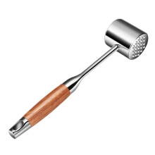 Stainless Steel Meat Tenderizer Hammer with DoubleSided Surface and Ergonomic Wooden Handle