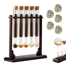 Cigar Infuser Glass Tube Kit with Hygrometer, Flavor Injector Humidifier and Wooden Rack, 5Tube