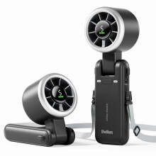 Portable Handheld Fan with Speed Turbo Wind, 5Speed Cooling, 12H Battery, Foldable Black