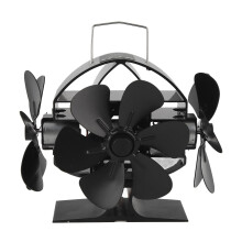 Heat Powered Wood Stove Fan 3 Heads 18 Blade Aluminum 270 Airflow with Protective Cover for Fireplace