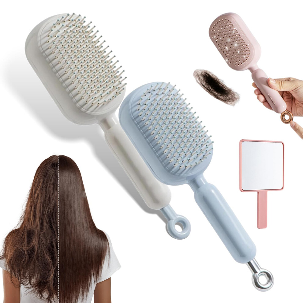 Detangling Hair Brush with OneClick Self Cleaning, Retractable Bristles and Gentle Scalp Massage