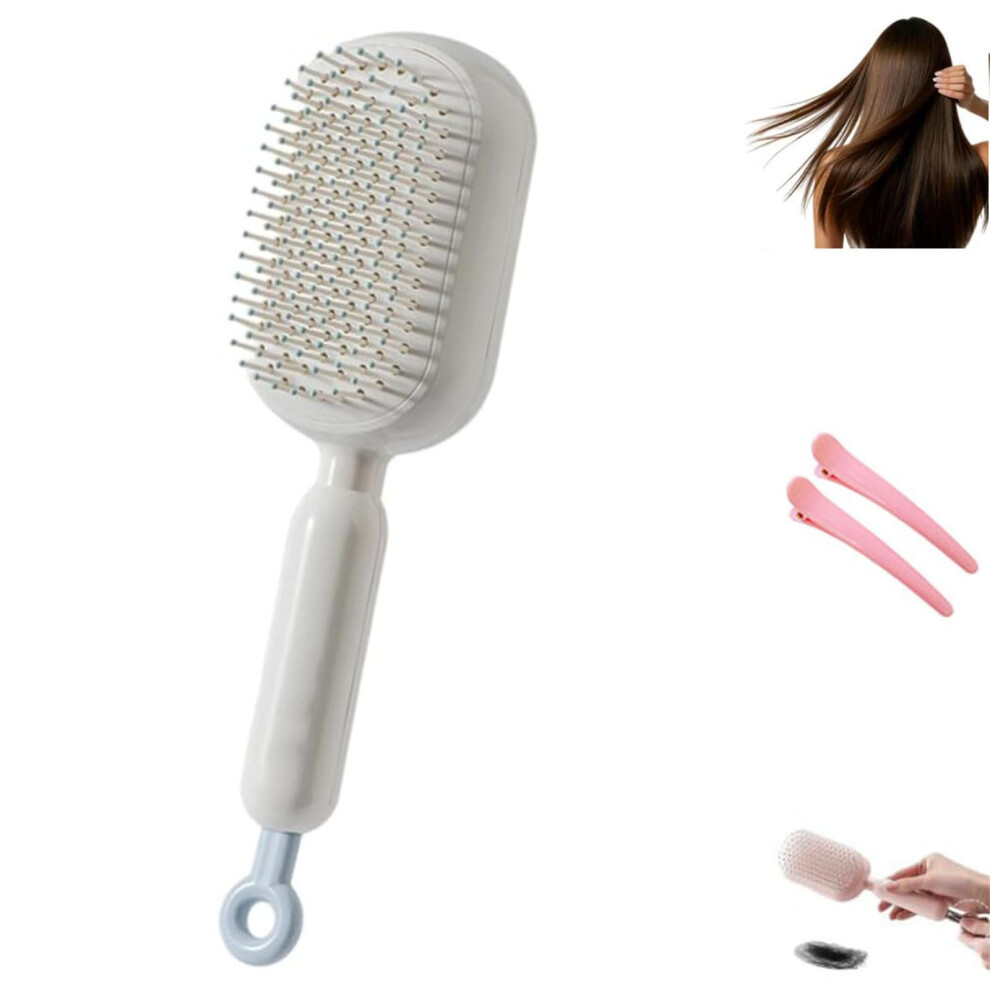 Retractable SelfCleaning Hair Brush for Women with AntiStatic Smooth Finish and Detangling Comb
