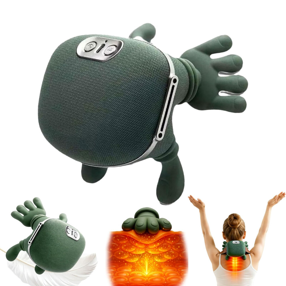 Green Neck And Shoulder Massager With Deep Kneading Shiatsu, 4D Heat Therapy For Back And Muscle Relief,