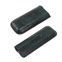 Leather Cigar Case Holder with Cutter Pocket, 2 Finger Travel Storage for Men Gift