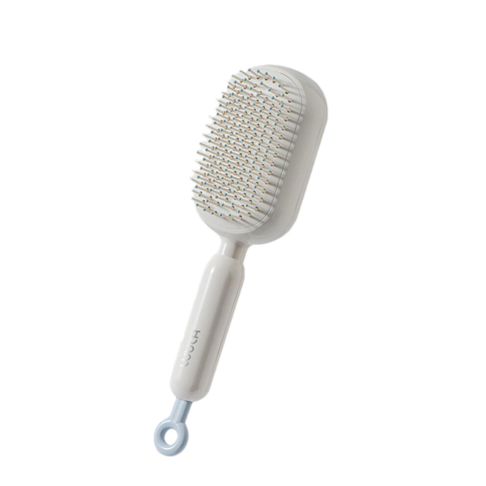 Retractable Hair Brush with Cushion Massage and SelfCleaning Teeth for All Hair Types, White
