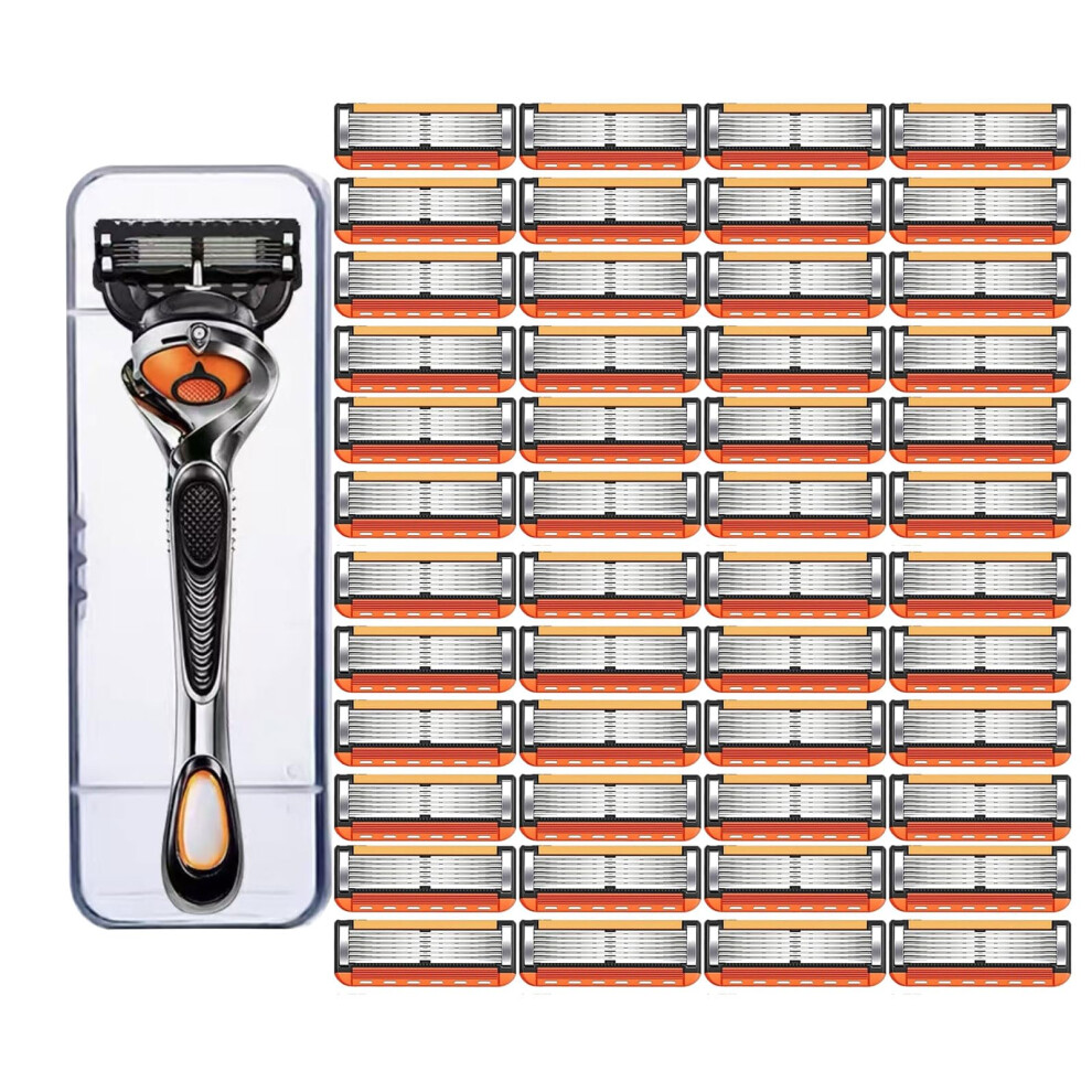 48pcs Ultra Sharp Stainless Steel Double Edge Safety Razor Blades with NonâSlip Handle for Smooth Shaving