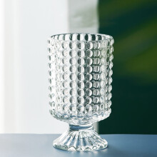 7 Inch Clear Glass Vase with Embossed Ribbed Base for Home Decor and Wedding Centerpieces