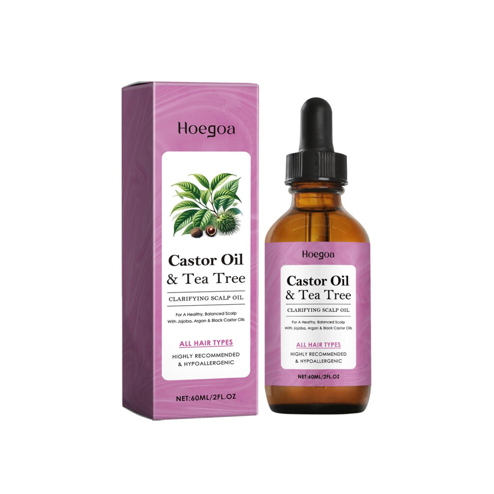 Clarifying Scalp Oil with Tea Tree and Castor Oil, Fast Absorption Care for All Hair Types, 2oz