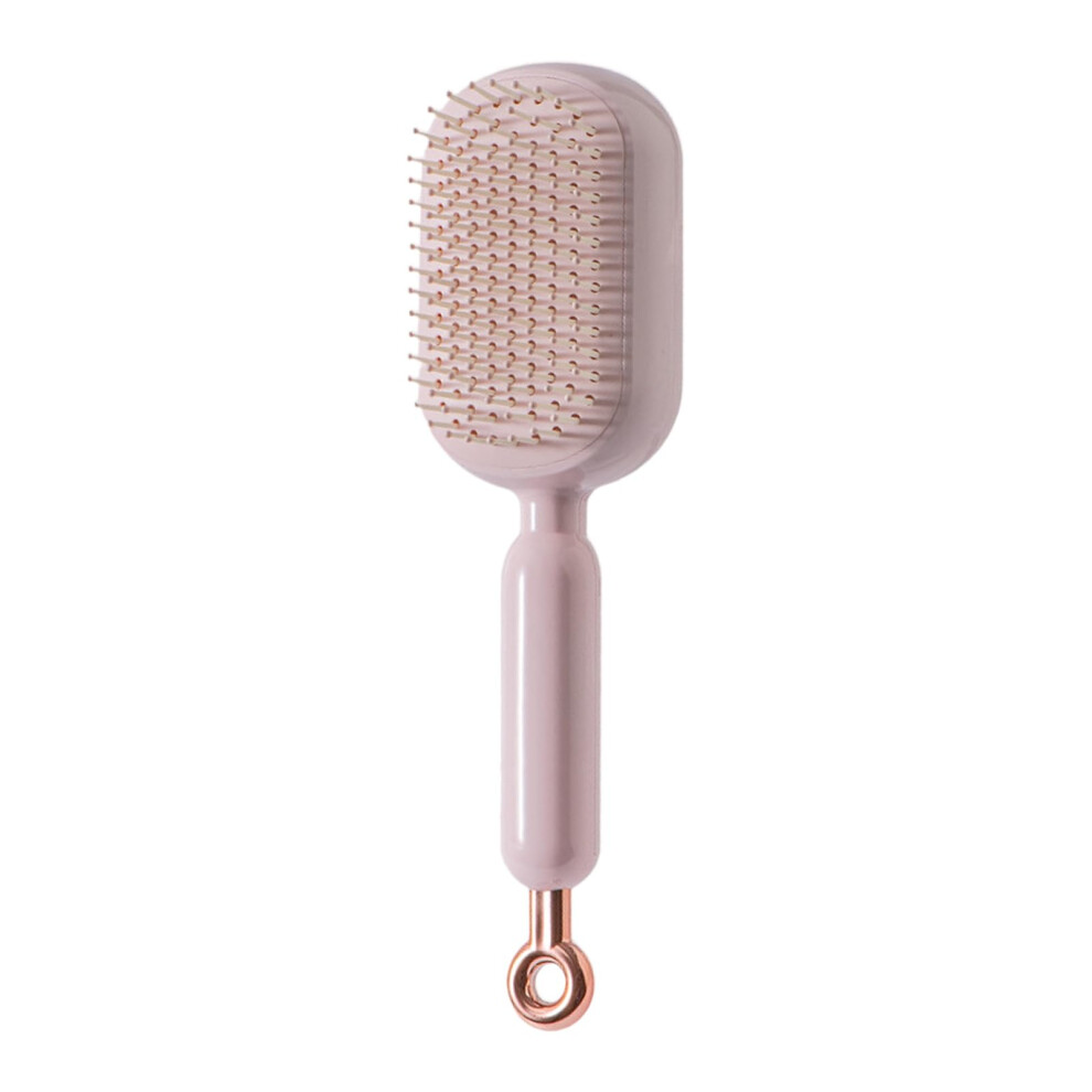 Pink Selfcleaning Hair Brush With Gentle Scalp Massage, Antistatic Detangling Comb For Travel