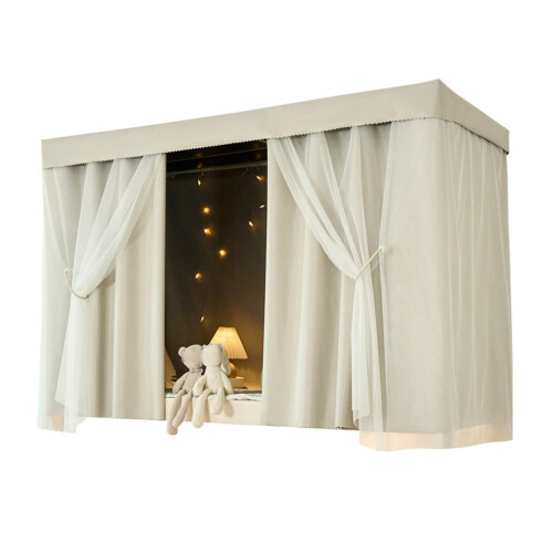 Bunk Bed Curtains with Light Blocking, Full Privacy for Dormitory Single Bed, Beige 3Pack