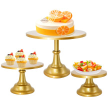 Gold Cake Stand Set 3 Tier Elegant Round Metal Cupcake Display for Wedding Dessert Table