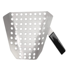 Stainless Steel Popcorn Scoop with Perforated Design for Quick Bag Filling and Kernel Filtering