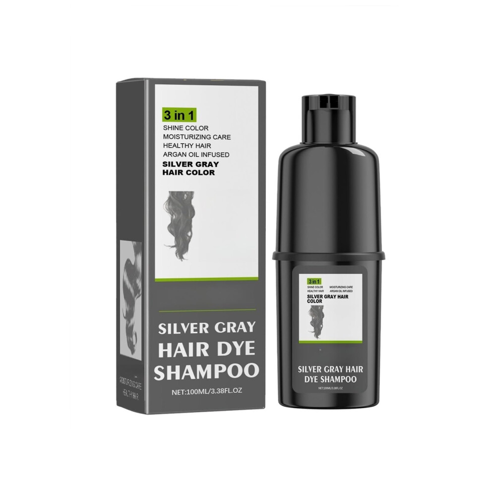 Silver Gray Hair Dye Shampoo 3In1 Long Lasting Vegan Formula With Argan Oil For Fast Gray Coverage
