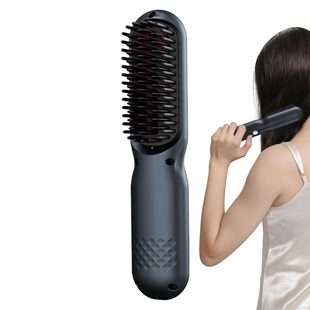 Cordless Hair Straightening Brush with Ionic Technology, 3 Heat Settings, Fast Heatup for Travel