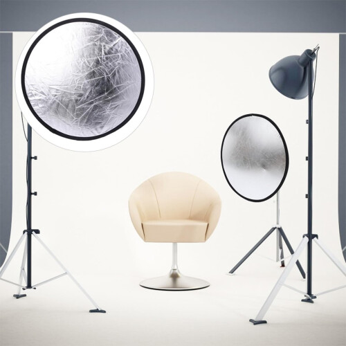 Photography Reflector Silver White Folding Light Diffuser for Portraits Indoor Outdoor Use 1