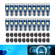 20 PCS T5 LED Instrument Panel Light Set 3030 3SMD Super Bright Blue Dashboard Bulbs with Twist Lock Holder